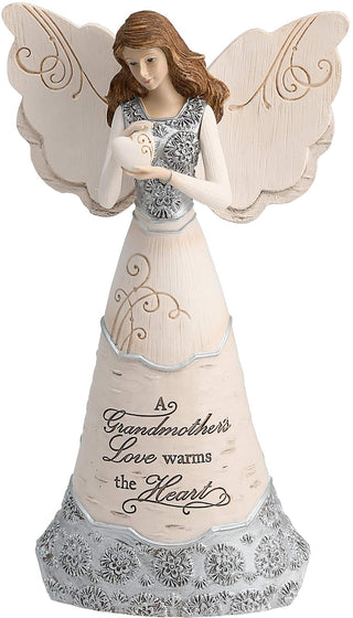 Elements Grandmother Angel Figurine by Pavilion, 8-Inch, Holding Heart, Inscription a Grandmother's Love Warms The Heart