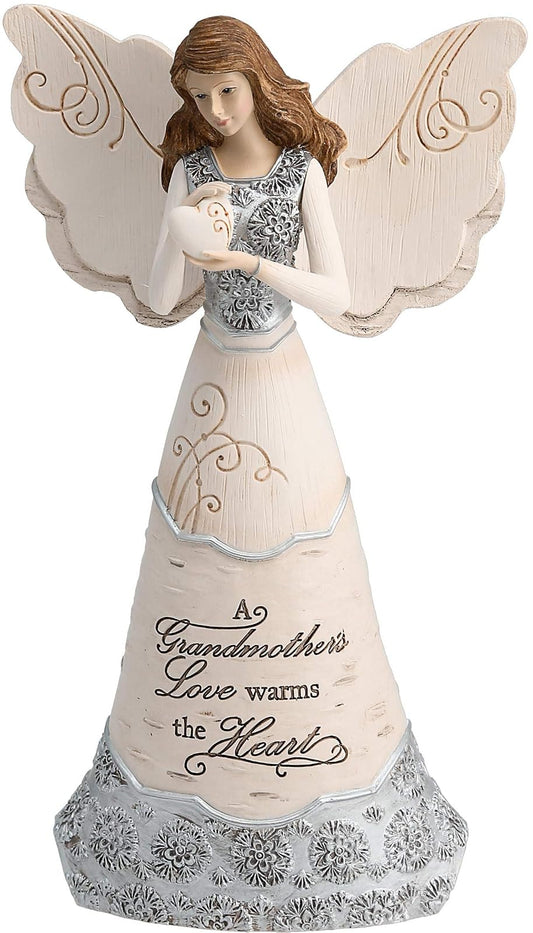 Elements Grandmother Angel Figurine by Pavilion, 8-Inch, Holding Heart, Inscription a Grandmother's Love Warms The Heart