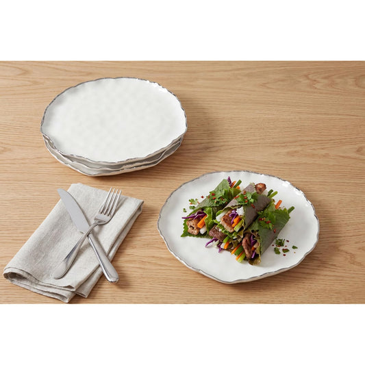 Pampa Bay Dishware Place Setting, Large, White and Silver