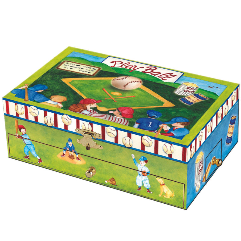 Enchantmints Baseball Musical Jewelry Box for Boys Plays Take Me Out To The Ball Game Drawer Treasure Storage