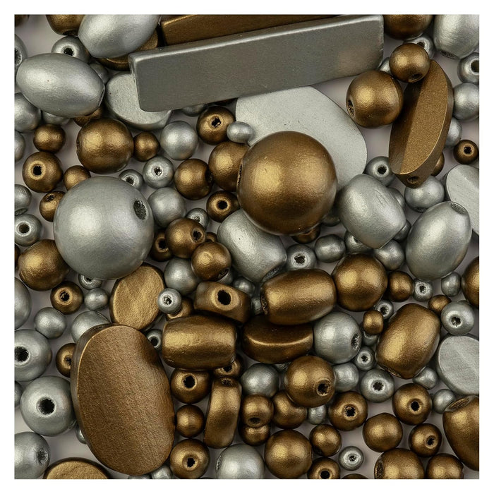 John Bead Craft Bead, Assorted Sizes, Silver and Gold