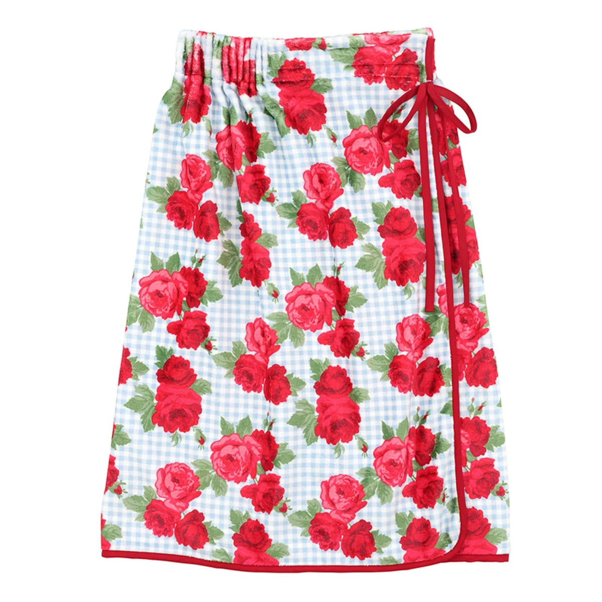 Bella Sleep + Spa Towel, One Size Fits Most, Blue Gingham/Red