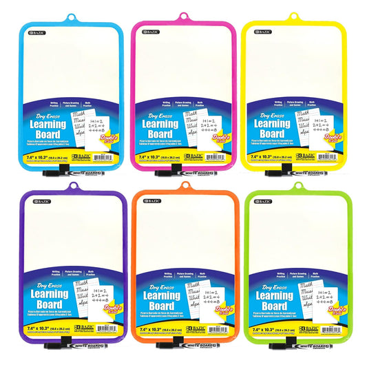 Bazic 6016-12 7. 4 inch X 10. 3 inch Double Sided Dry Erase Learning Board with Marker and Eraser