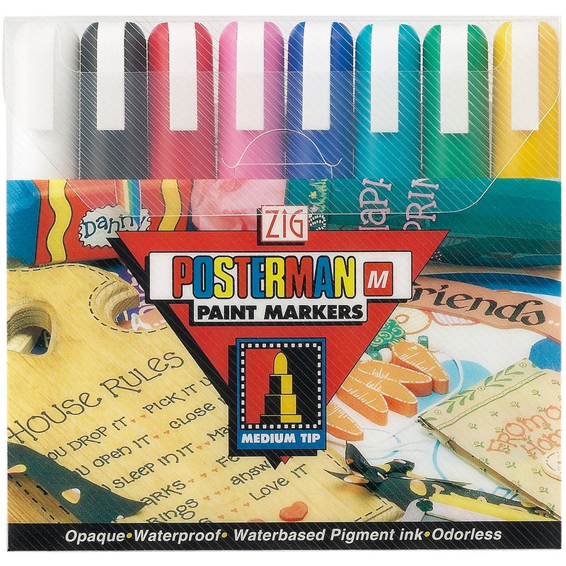 Zig Posterman Medium Tip Markers, Multicolor, 8-Pack