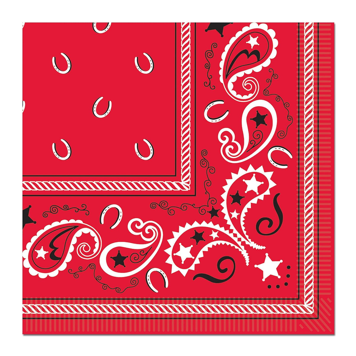 Beistle Disposable Napkin, 6.5", Red, White, Black