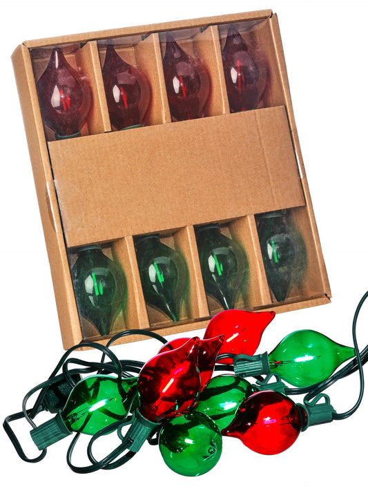 Regency International 128-inches Length Retro LED Bulb Lightset, Red Green, 12-inches Space, x8, Home Decor and Accessories