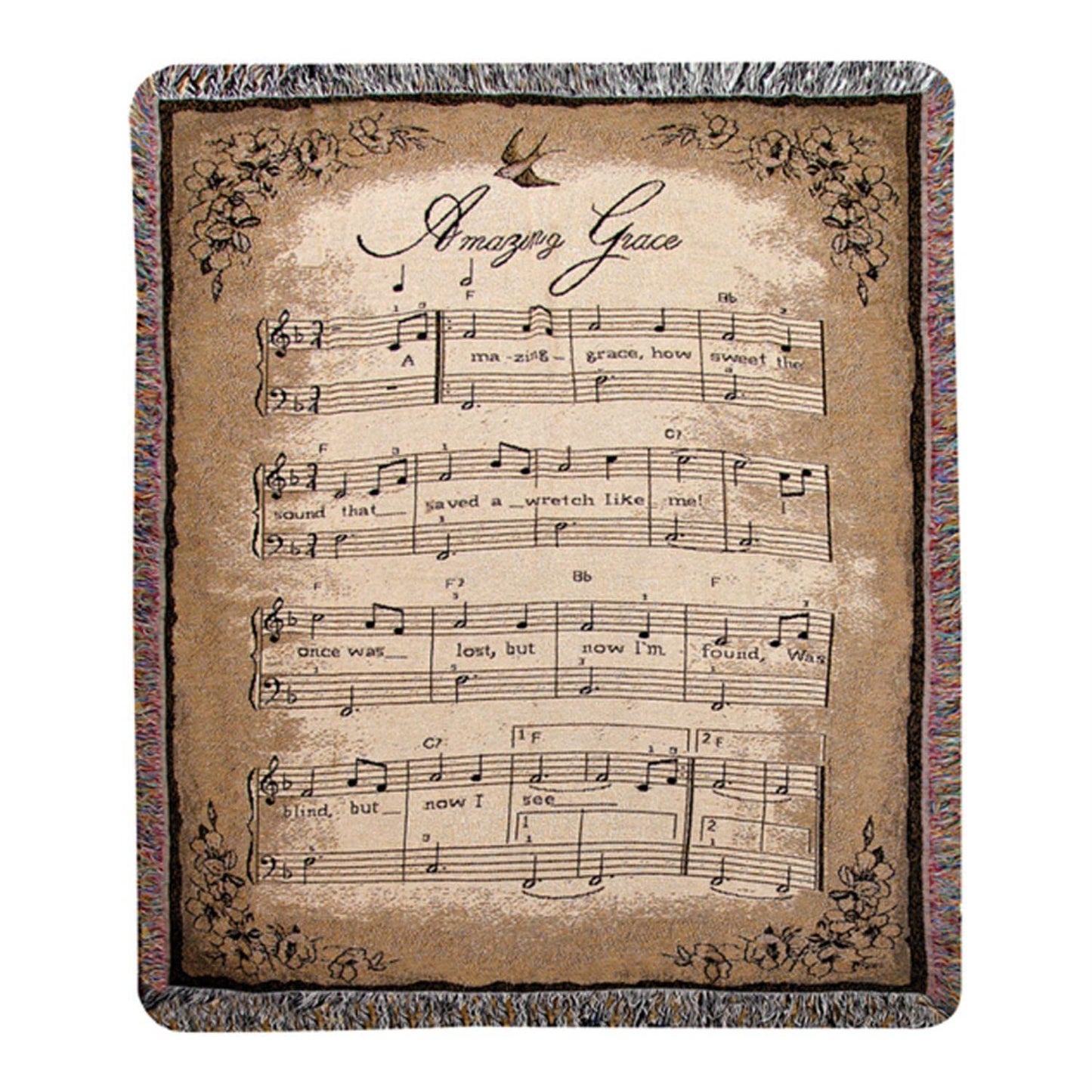 Manual Inspirational Collection Tapestry Throw, Amazing Grace Sheet Music, 50 X 60-Inch