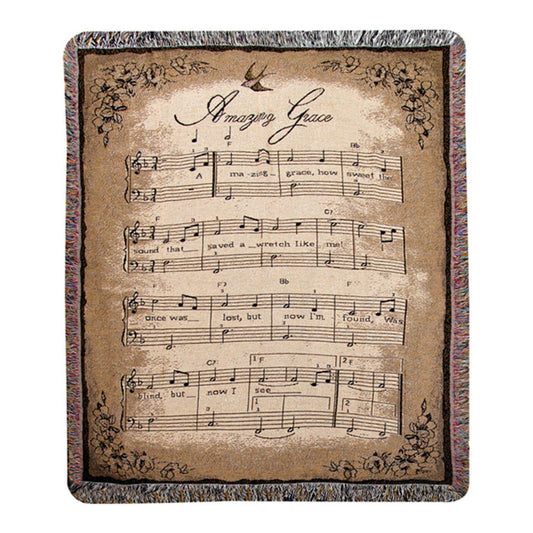 Manual Inspirational Collection Tapestry Throw, Amazing Grace Sheet Music, 50 X 60-Inch