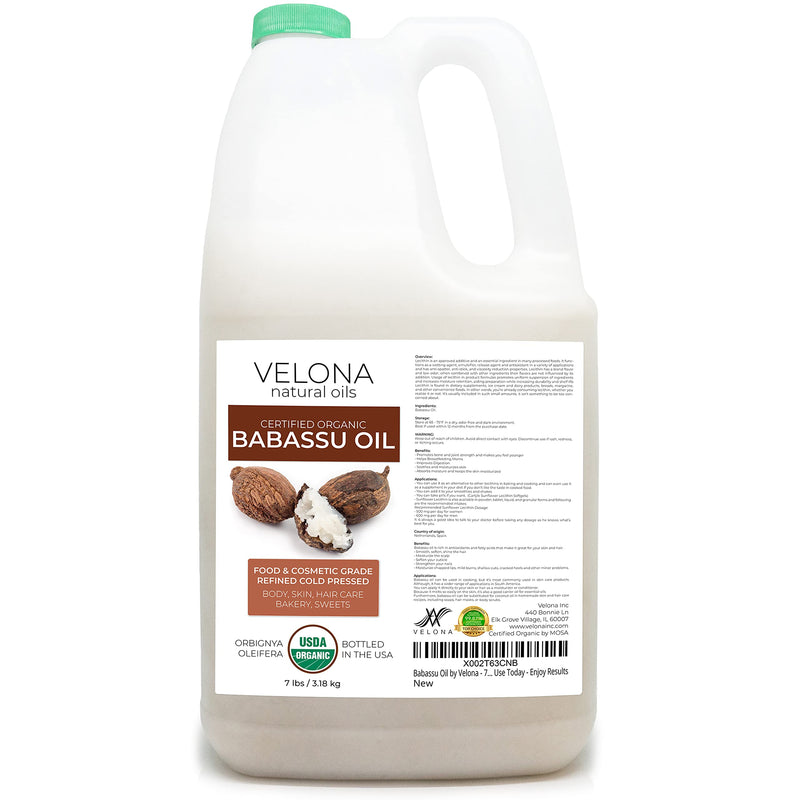 velona Babassu Oil USDA Certified Organic - 112 oz | 100% Pure and Natural Carrier Oil | Refined, Cold Pressed | Face, Hair, Body & Skin Care and Cooking | Use Today - Enjoy Results