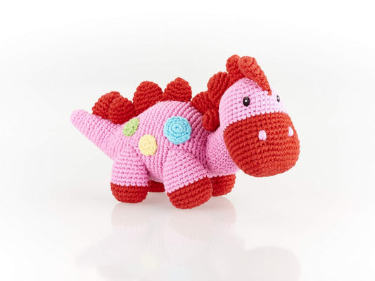 Pebble | Handmade Dinosaur - Pink | Crochet | Fair Trade | Pretend | Imaginative Play | Stegosaurus | Machine Washable