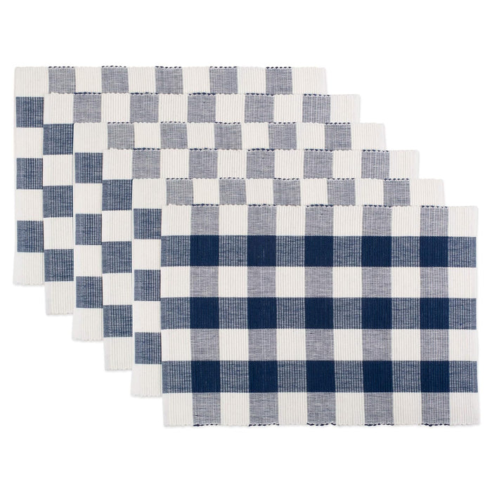 DII Design Buffalo Check Collection, Classic Farmhouse Tabletop Set, Placemat Set, 13x19, Navy & Cream, 6 Piece
