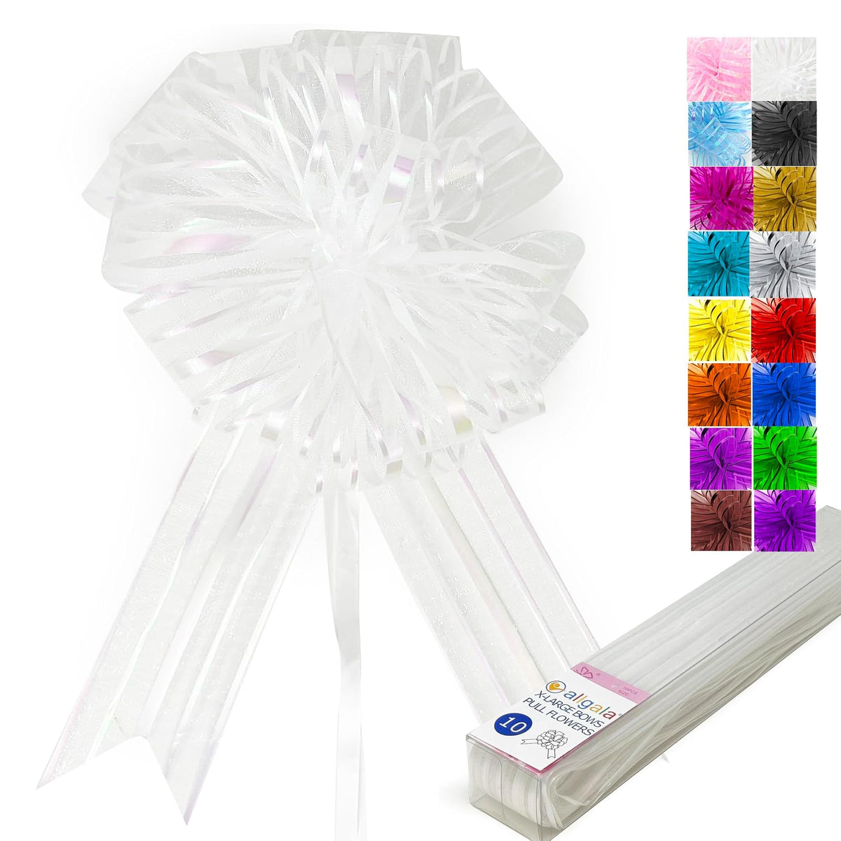 allgala Decorative Ribbon Trim, 7 Inch XL (Pack of 10), White