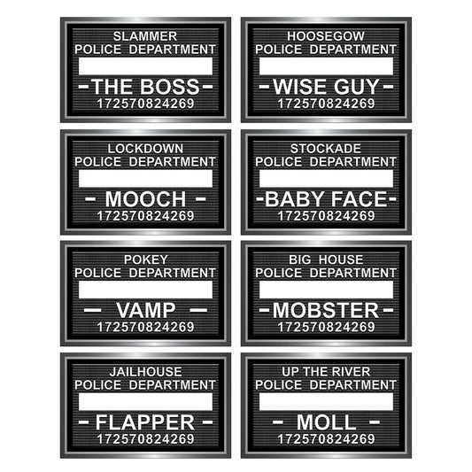 Beistle 53367 Mug Shot Roaring 20's Photo Booth Fun Signs, Black/White, 8 Ct.