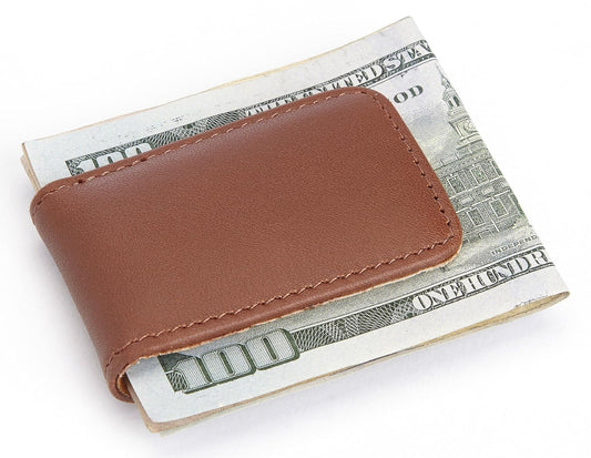 Royce Leather Genuine Leather Magnetic Money Clip Tan