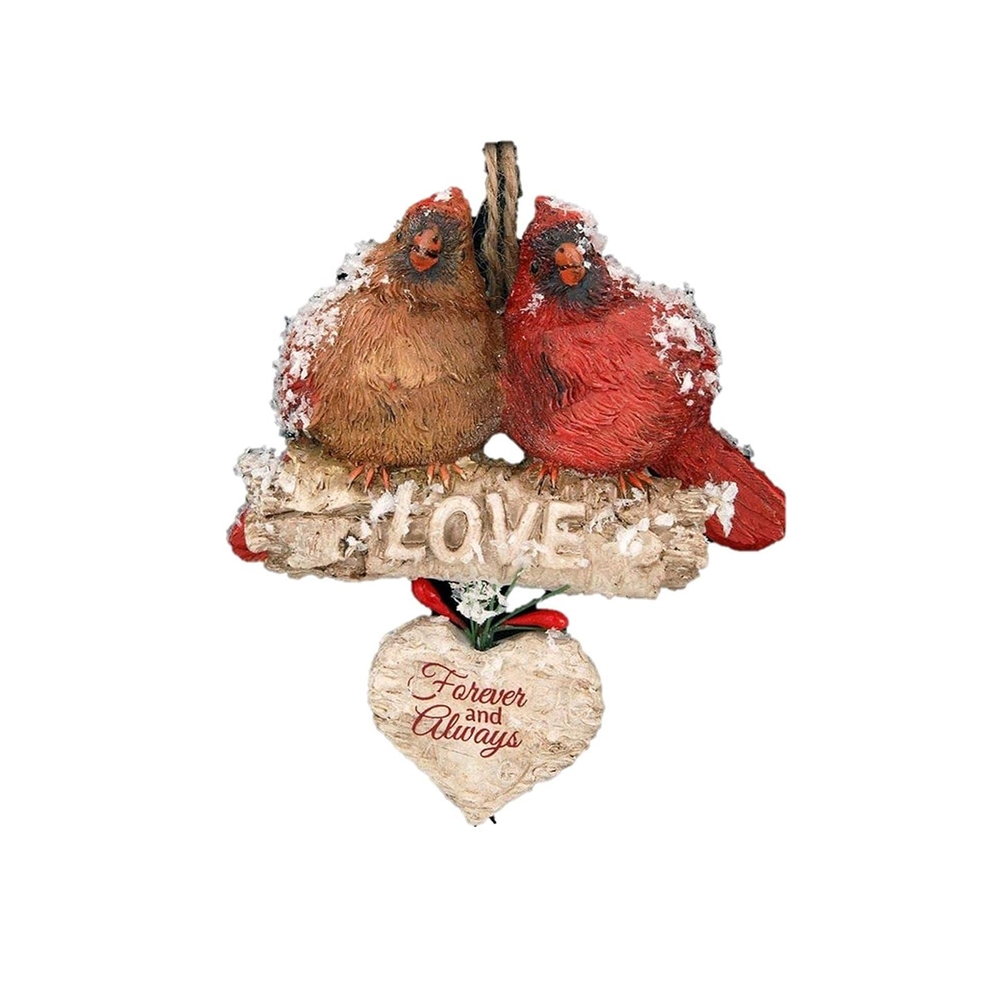 Kurt Adler 4.5" Resin Cardinals ON Birch Branch Orn: "love Forever And Always."