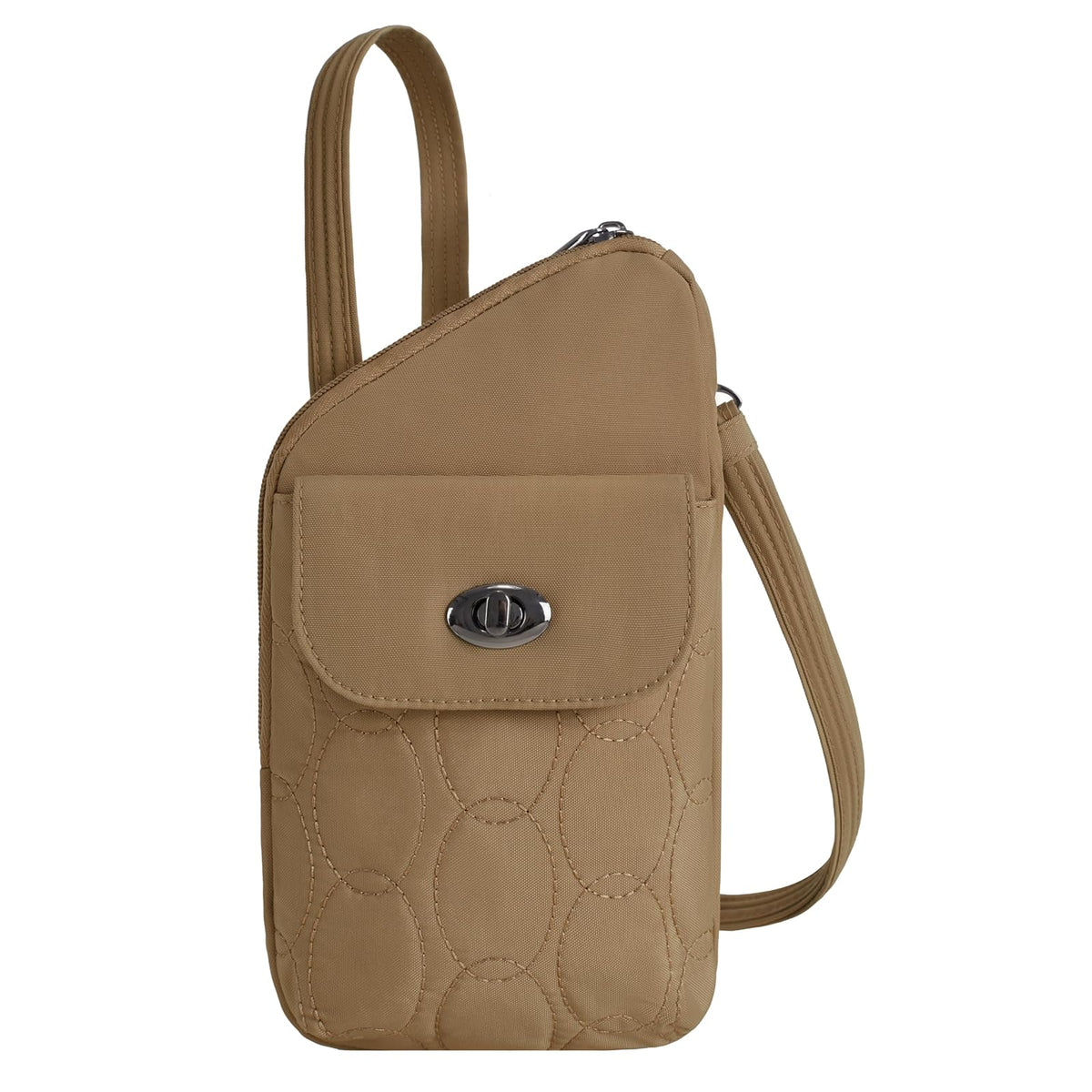 Travelon Handbag, 5.5” W X 10”H X 1.75”D, Latte