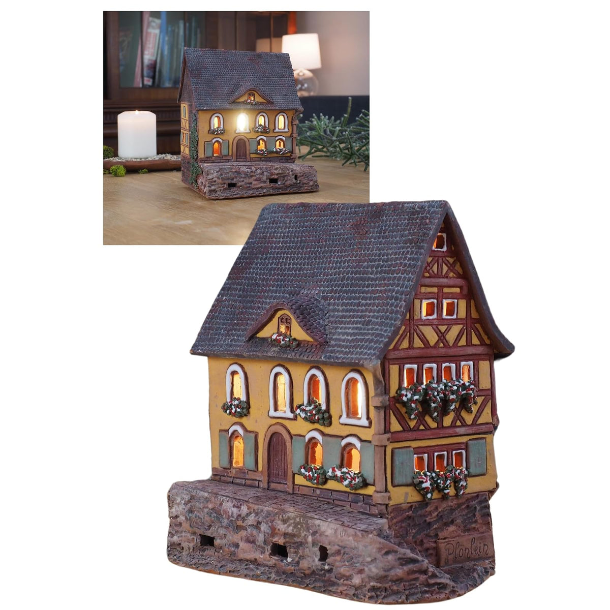 Midene Candle Holder, 6.69" High, Yellow, Brown