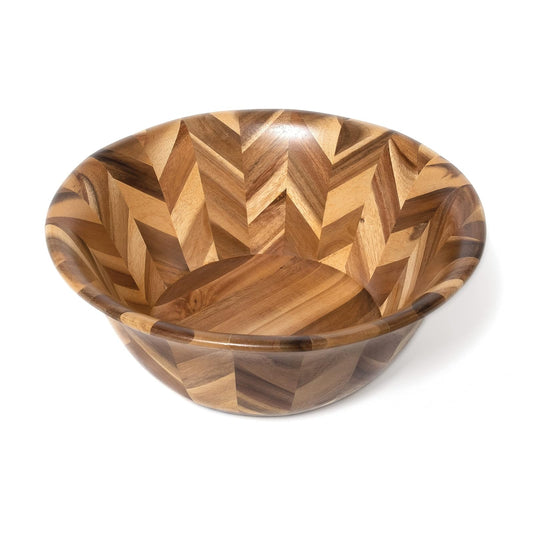 Lipper International Acacia Hand Pieced Herringbone Bowl