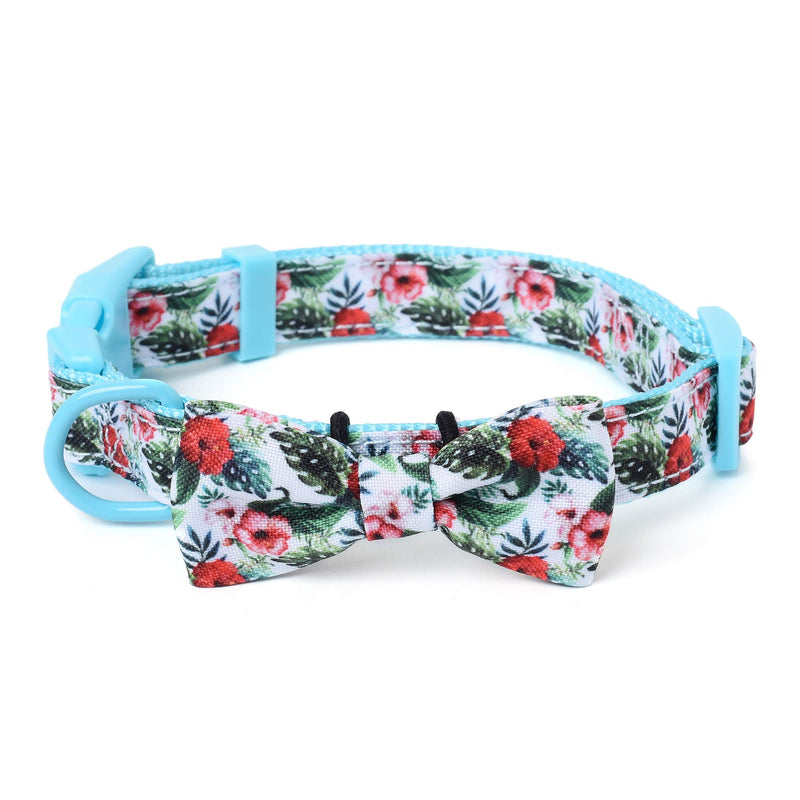 Mile High Life | Spring Floral Collection | Soft Poly Cotton Fabric | Girl Dog Collars | Bowtie Collar (Wild Rose, Small 11&