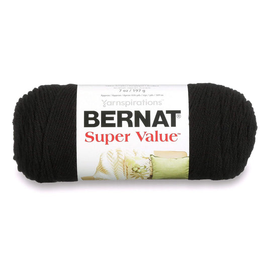 Spinrite Yarns (CA) Bernat Super Value Yarn, 7 oz, Gauge 4 Medium Worsted, Black