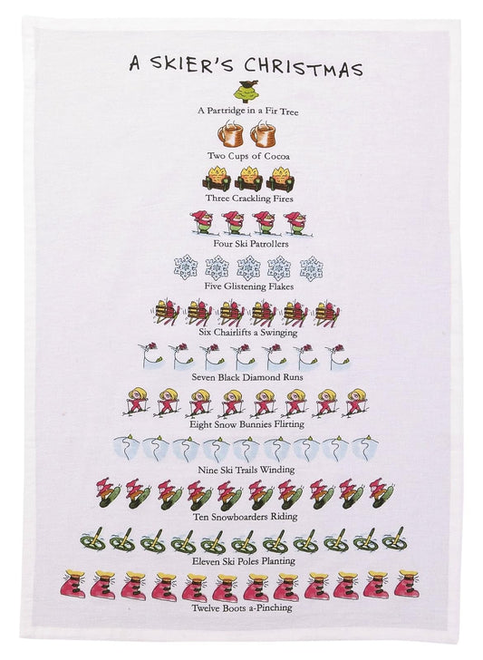 Peking Handicraft Mistletoe & Co. A Skier's Christmas Kitchen Towel, 18" x 26"