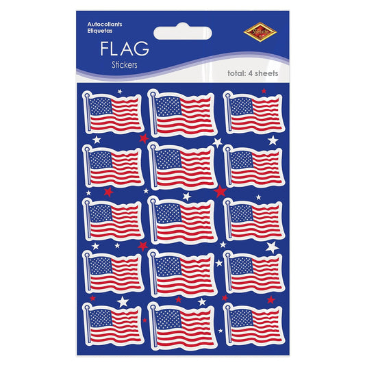 Beistle 4 Sheets Red/White/Blue Patriotic US Flag Stickers For July 4th Celebrations, Memorial Day, Stationary and Scrapbooking Supplies, United States Pride Labor Day Decorations