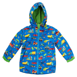 Stephen Joseph Boys' Little Print Rain Coat, Transportation, 5/6