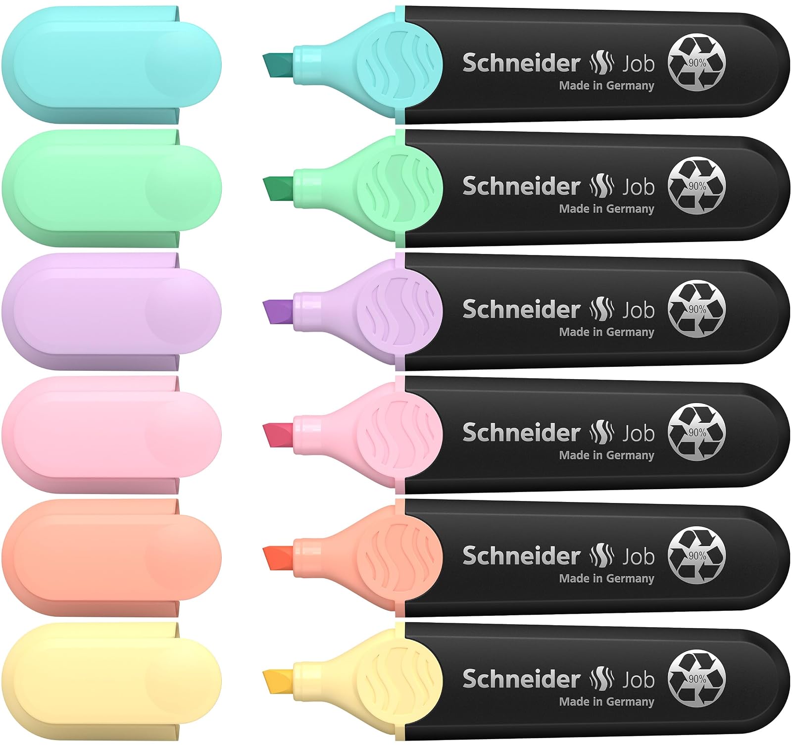 Rediform Schneider Pastel Job Highlighter Marker, Chisel Tip, Turquoise, Mint, Vanilla, Peach, Lavender, Light Pink, 6 Pack (115097)