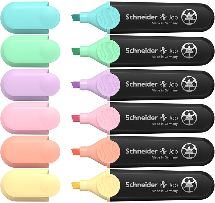 Rediform Schneider Pastel Job Highlighter Marker, Chisel Tip, Turquoise, Mint, Vanilla, Peach, Lavender, Light Pink, 6 Pack (115097)