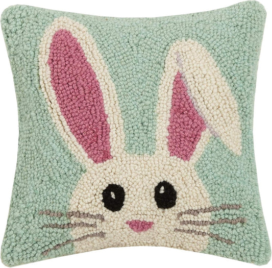 Peking Handicraft 30JES1739C10SQ Hello Easter Bunny Hook Pillow, 10-inch Square, Wool and Cotton