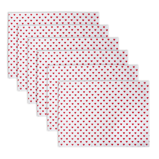 DII Design Valentine's Day Table Top Collection, Placemat Set, 13x19, Little Hearts, 6 Piece