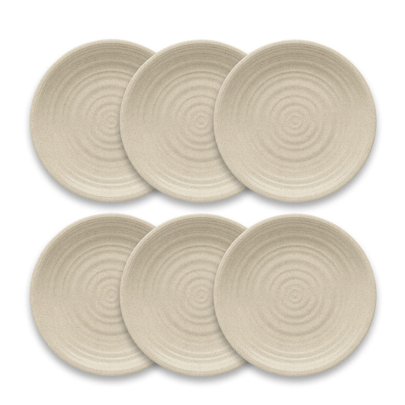 TarHong Planta Artisan Solid Dinner Plate, 10.5", Planta (Majority Plant Based with Melamine Binder), Shatterproof, Indoor/Outdoor Entertaining, Set of 6, Birch Matte