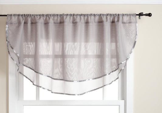 Belle Maison Stylemaster Elegance Sheer Voile, 60" X 24" | Ascot Valance, Silver
