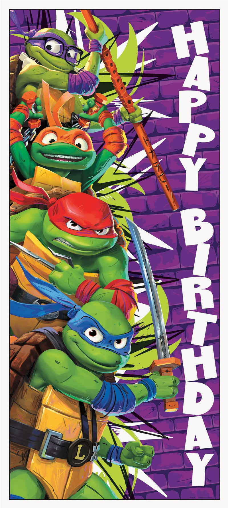 Unique Industries Teenage Mutant Ninja Turtle Mayhem Door Poster, 60-inch Length, Boy, Birthday, Christening, Party Supplies