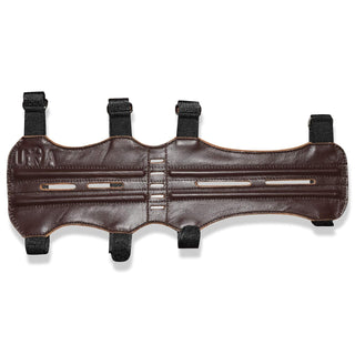 UNIVERSE ARCHERY Leather Arm Guards | Bow Arm Protector 4 Strap Archery Guard | High-Grade Adjustable Leather Armguard | Hunting Accessories & Archery (Dark Brown)