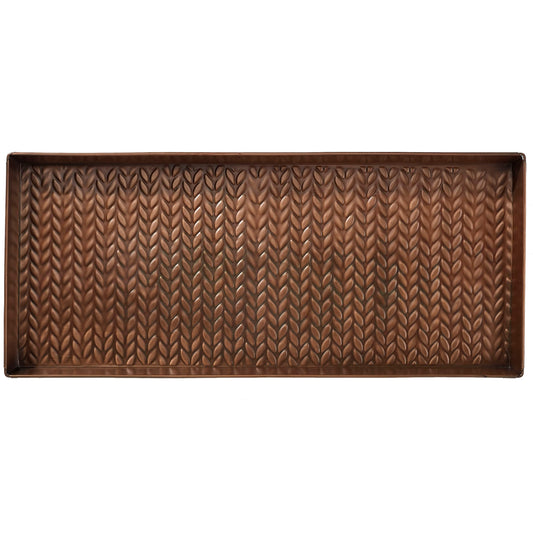 HF by LT Cable Knit Pattern Metal Boot-Tray, 30 x 13 inches, Antique Copper