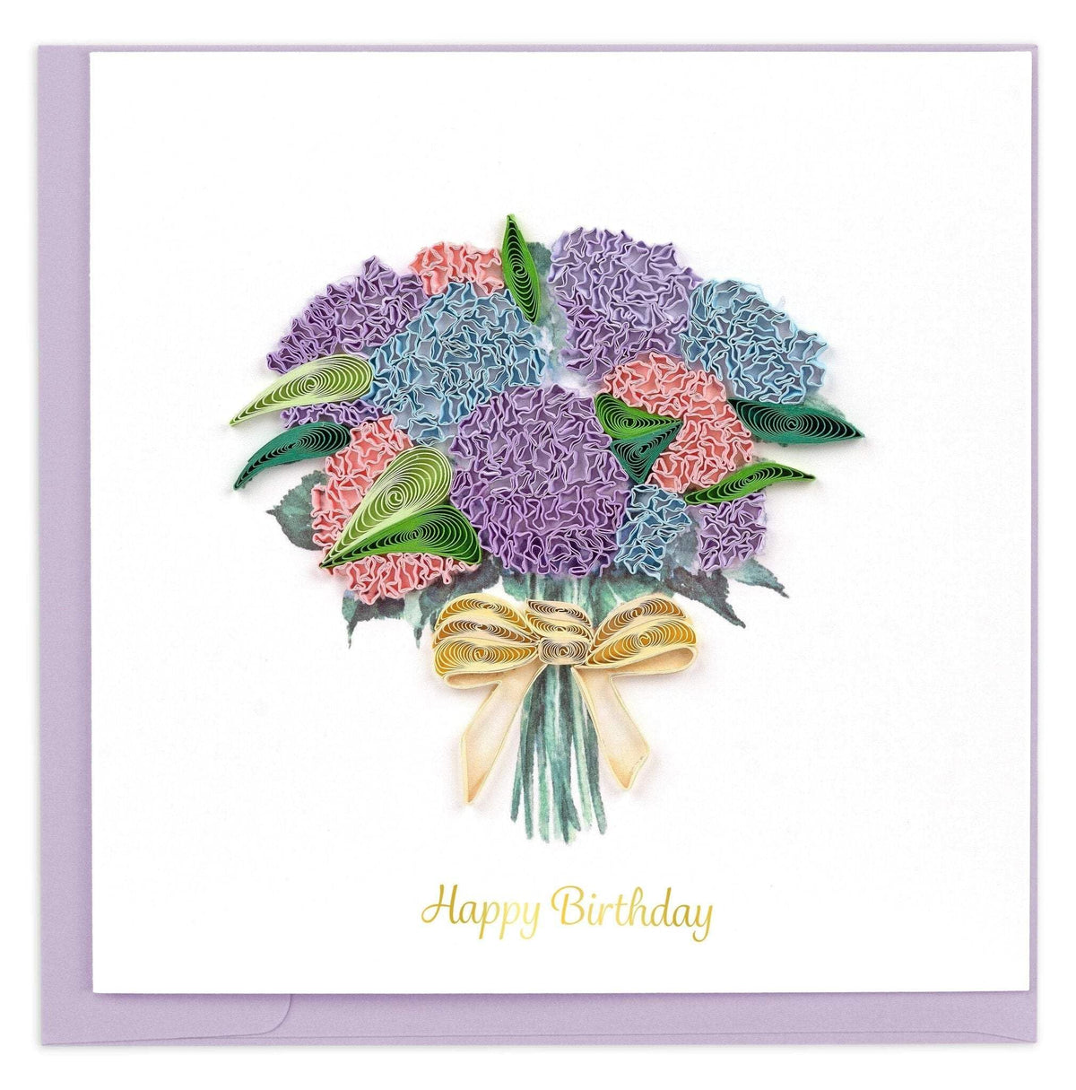 Quilling Card Handmade Quilled Hydrangea Bouquet Birthday Card – 6x6 Inch Blank Card with Envelope – Fair Trade Verified – Unique Paper Art Keepsake for Birthdays
