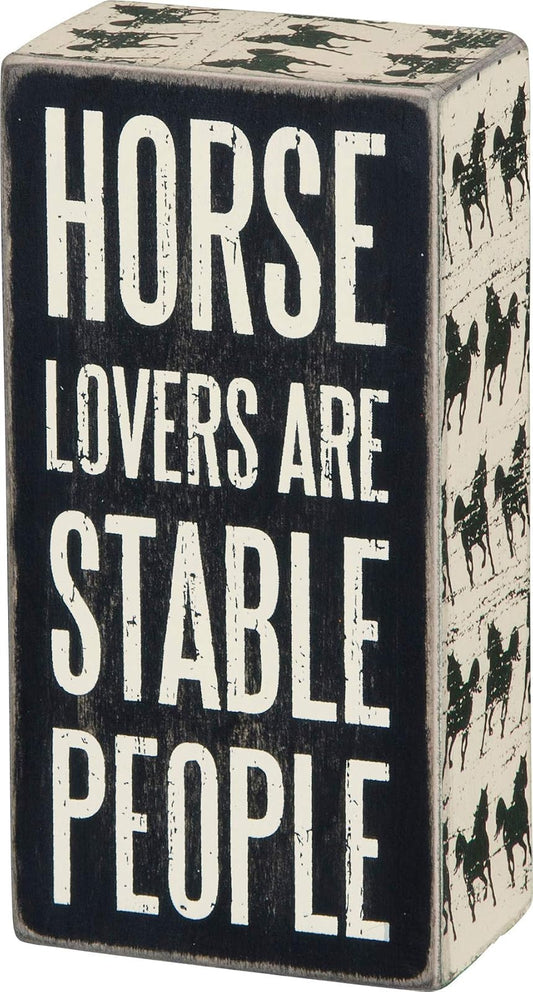 Primitives by Kathy Box Sign 3 by 6-Inch Horse Lovers