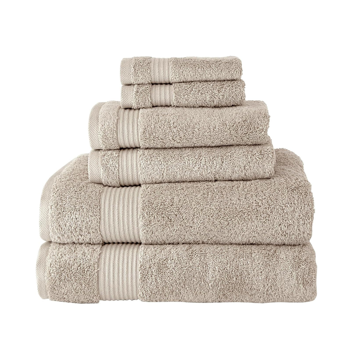 Classic Turkish Towels Towel, 6-Piece Towel Set, Beige