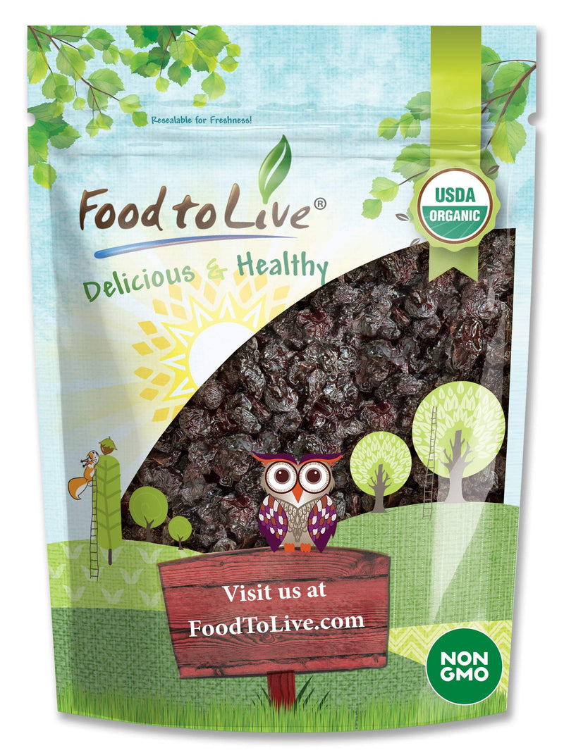 Organic Dried Sour Cherries, 4 Pounds - Pitted Cherry Fruit, Non-GMO, Raw, Sun-Dried, Unsweetened, Unsulfured, No Oil Added, Vegan, Kosher, Bulk. Prunus Cerasus.