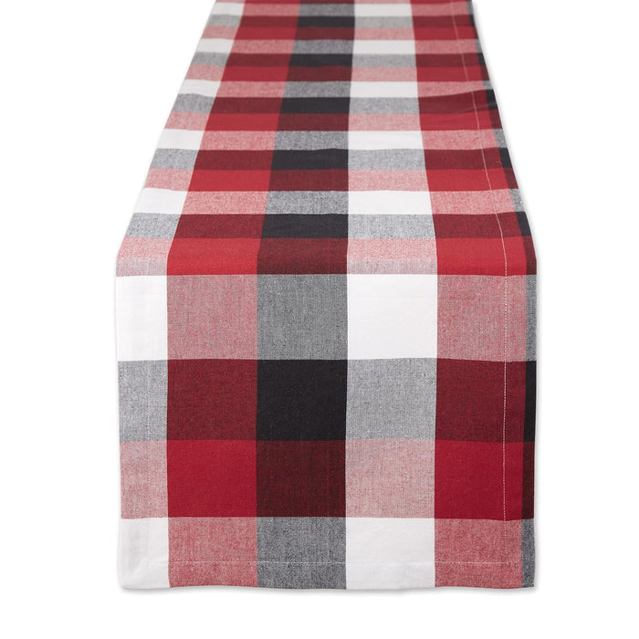 DII Design Tri-Color Check Collection 100% Cotton Tabletop, Table Runner, 14x72, Cardinal Red