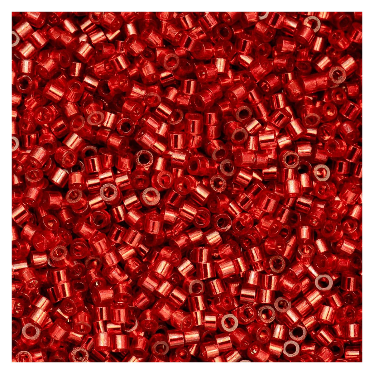 John Bead Craft Bead, Size 11, Red Silver Lined