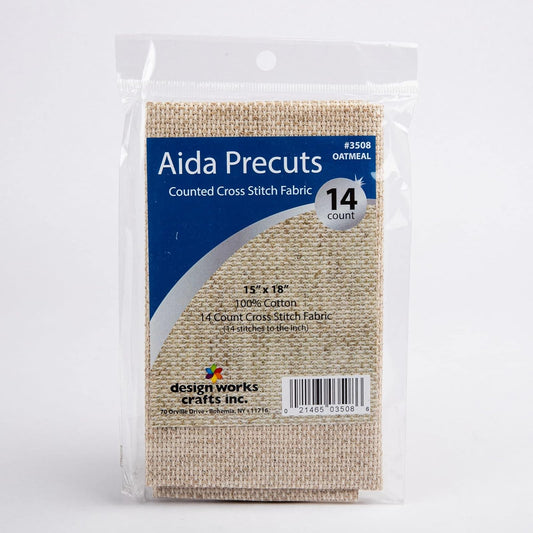 Design Works Crafts 14 Aida Fabric Pre-Cut for Counted Cross Stitch-Oatmeal, Gold