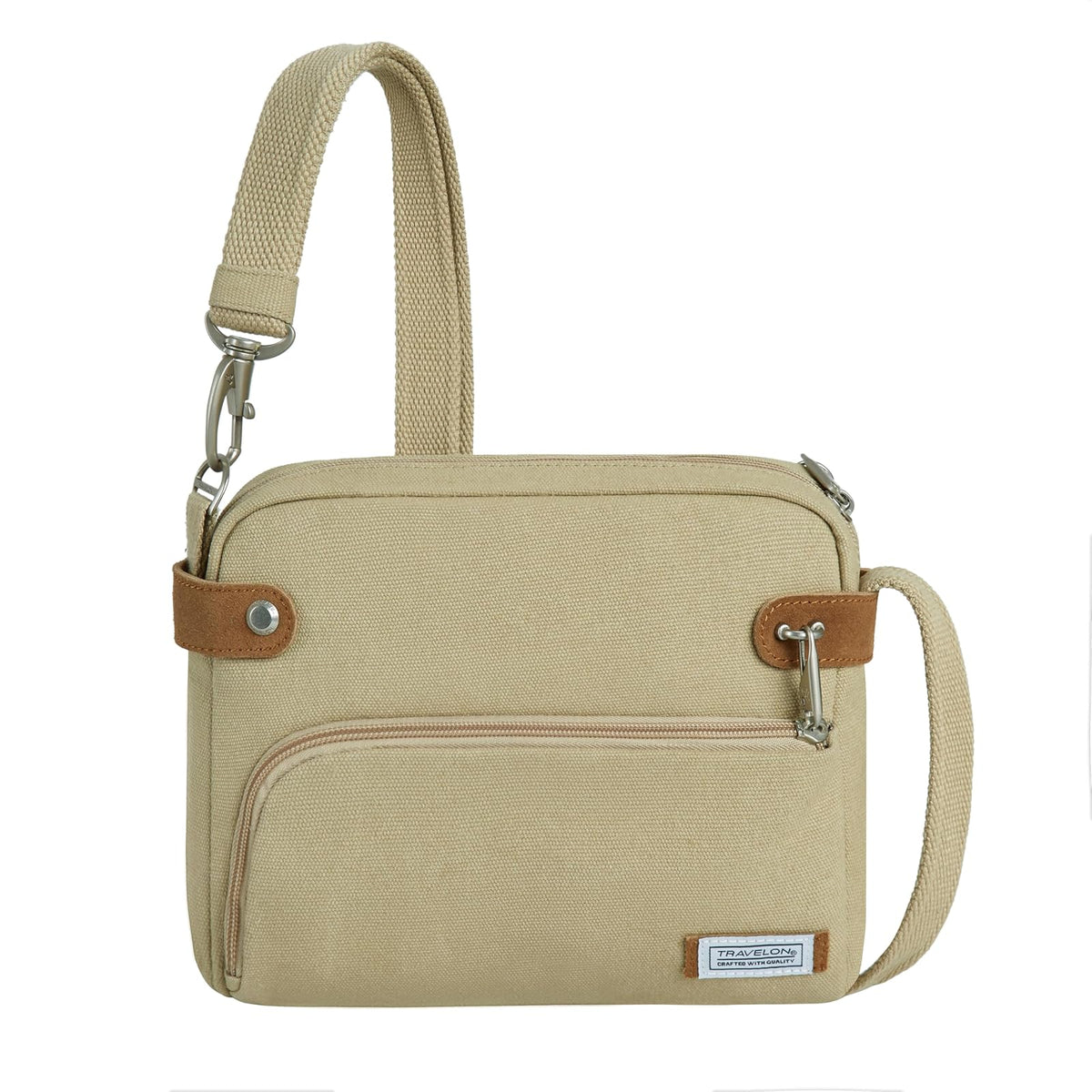 Travelon Handbag, 9.5"W x 8"H x 2.5"D, Natural