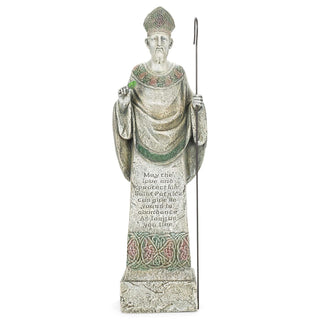 Roman Joseph's Studio Standing St. Patrick Garden Statue with Verse Inscribed on The Front, 26.5-Inch, Made of Resin Stone