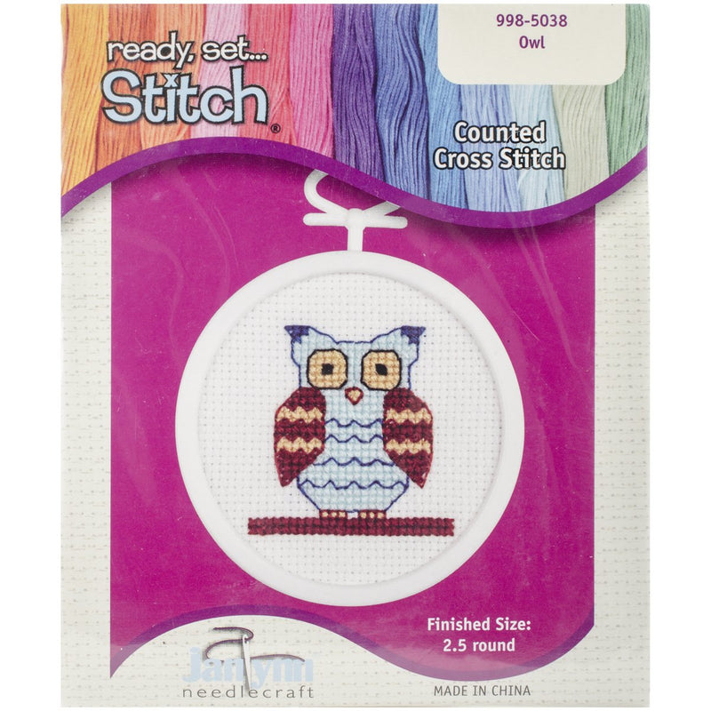 Janlynn Kid Stitch Cross Stitch Kit 2 1/2 in. Owl