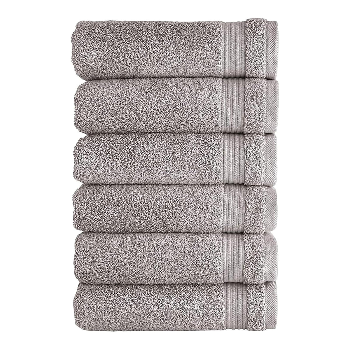 Classic Turkish Towels Towel, Hand Towels - 6 Piece Set, Light Grey