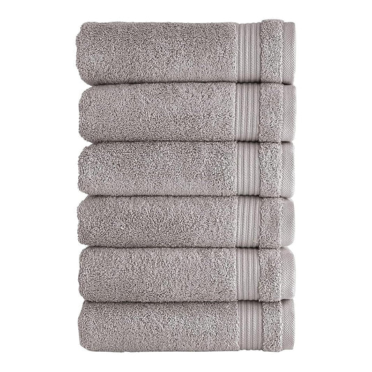 Classic Turkish Towels Towel, Hand Towels - 6 Piece Set, Light Grey