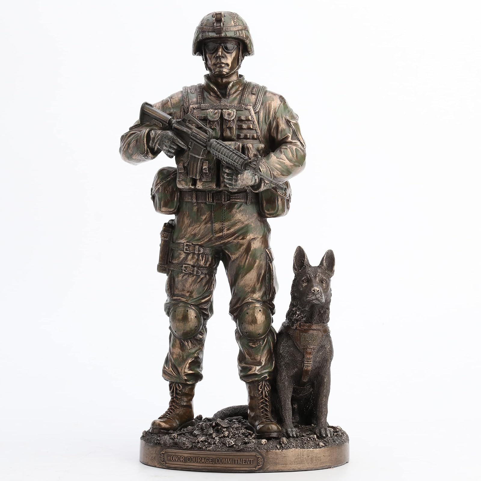 Unicorn Studio US Army Soldier And Dog Statue Honor, Courage, Commitment Figurine