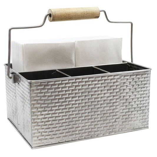 Tablecraft Brickhouse Collection Flatware/Utensil Caddy with Handle 10 x 8 x 4
